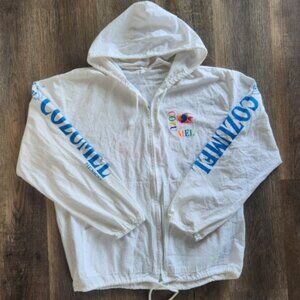 🐠🪸Vintage 90s Neon Cozumel Mexico Graphic Lightweight Hooded Jacket-L